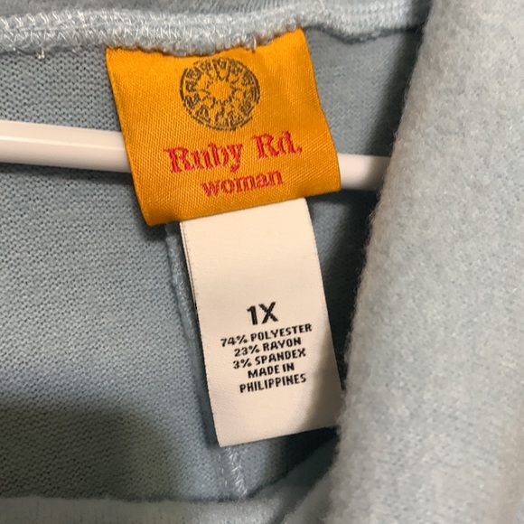 RUBY RD. WOMAN -Blue ,large neck line , fuzzy pullover. 🆕 - Picture 4 of 12
